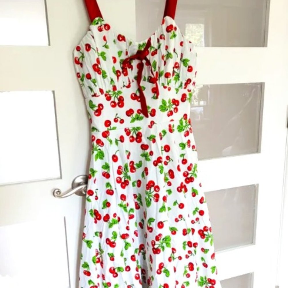 Pinup style cherry print dress, BNWT, stretch cotton